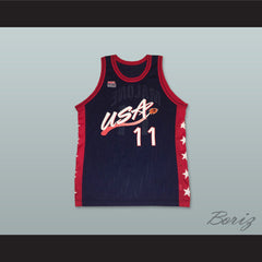 1996 Karl Malone 11 USA Team Away Basketball Jersey