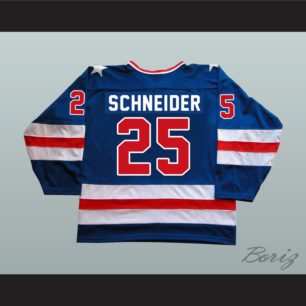 1980 Miracle On Ice Team USA Buzz Schneider 25 Hockey Jersey Blue