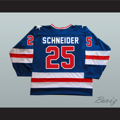 1980 Miracle On Ice Team USA Buzz Schneider 25 Hockey Jersey Blue