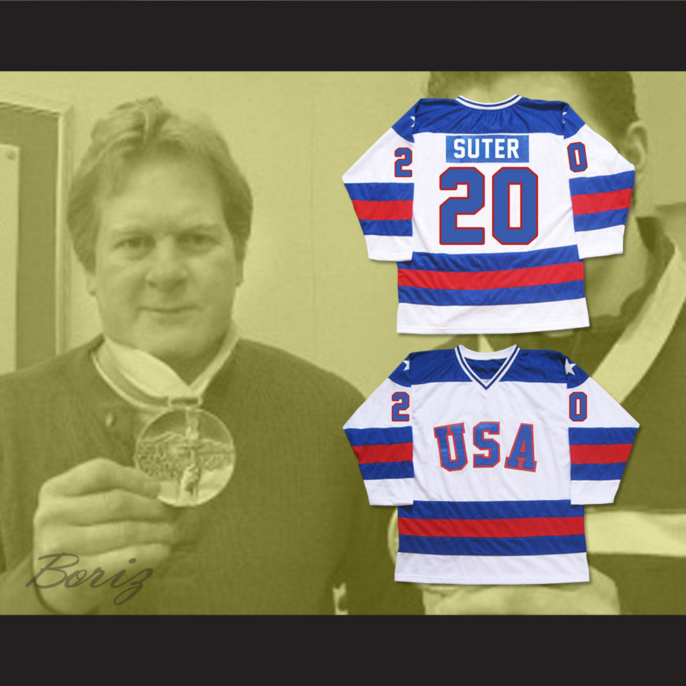 1980 Miracle On Ice Team USA Bob Suter 20 Hockey Jersey White