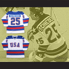 1980 Miracle On Ice Team USA Buzz Schneider 25 Hockey Jersey White