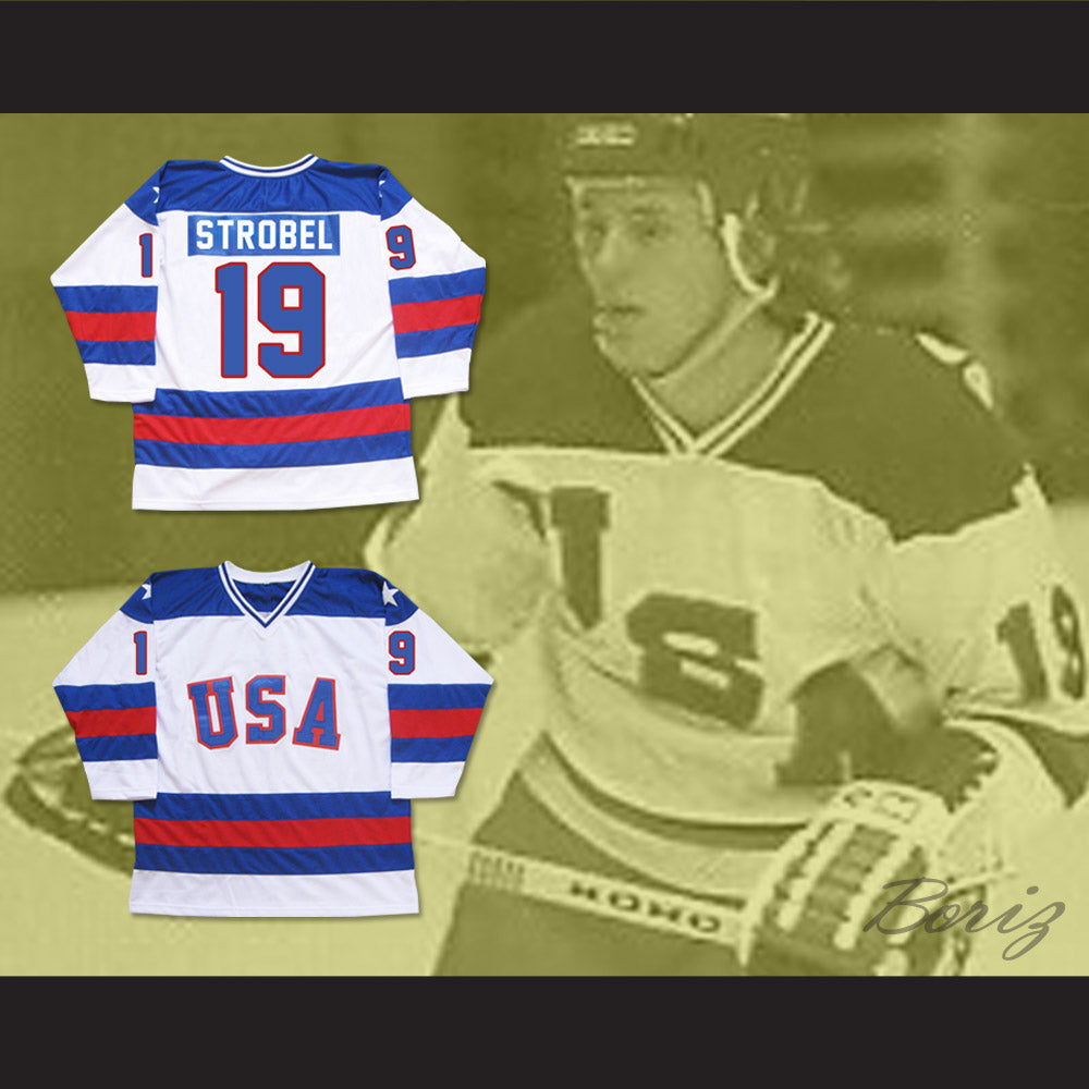 1980 Miracle On Ice Team USA Eric Strobel 19 Hockey Jersey White