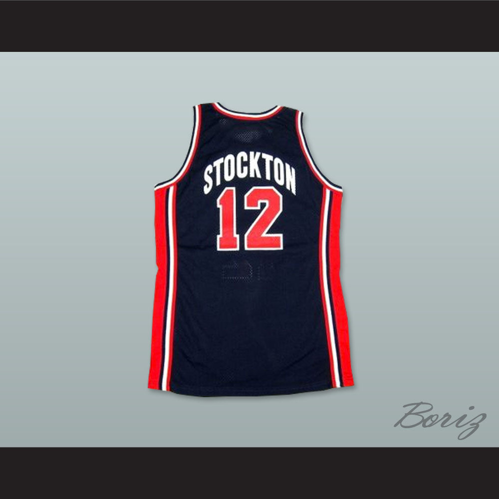 1992 John Stockton 12 USA Team Away Basketball Jersey