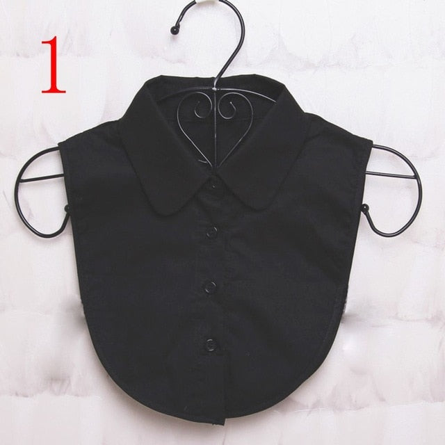1PC Women Solid Shirt Cotton Lace False Collars White & Black Blouse Vintage Detachable Clothes Accessories