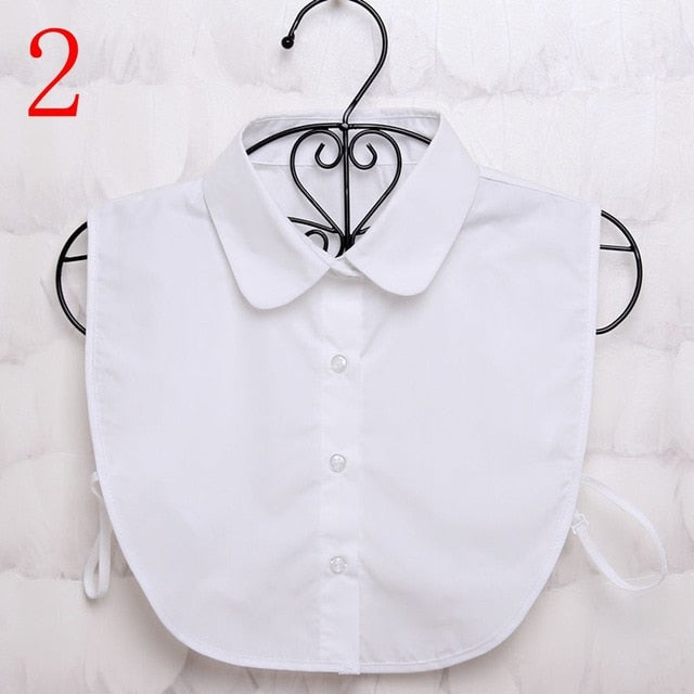 1PC Women Solid Shirt Cotton Lace False Collars White & Black Blouse Vintage Detachable Clothes Accessories