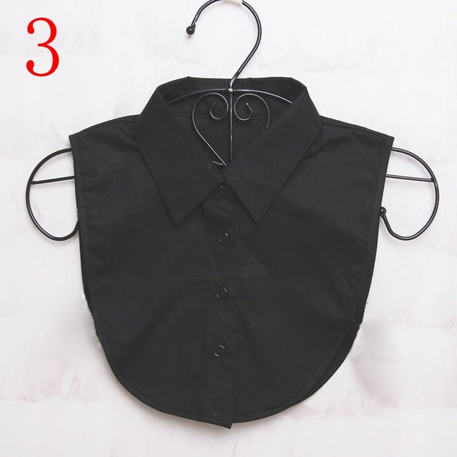 1PC Women Solid Shirt Cotton Lace False Collars White & Black Blouse Vintage Detachable Clothes Accessories