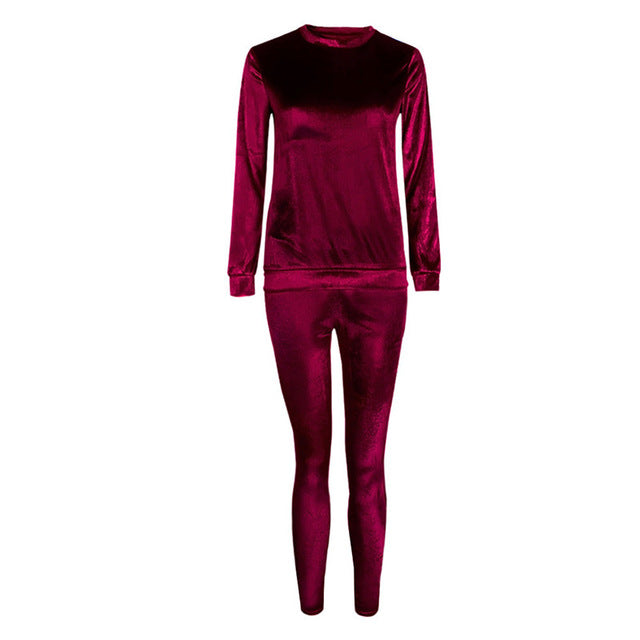 2018 Autumn Spring Plus Size Set Velvet Hoodies + Long Pants 2 Pieces Female Set Casual Tracksuit Velour Fashion Sportswear